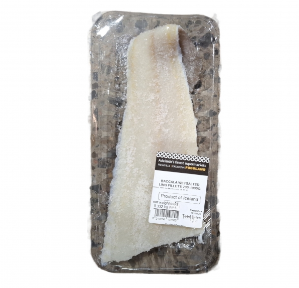 Baccala Wet Salted Ling Fish Fillets 300g