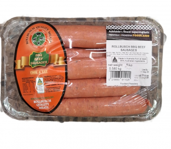 Rollbusch BBQ Beef Sausages 500g