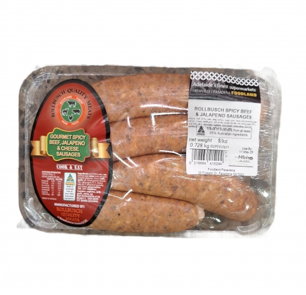 Rollbusch Gourmet Spicy Beef & Jalapeno Sausages 700g