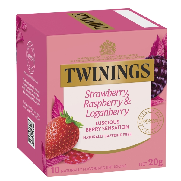 Twinings Fruit Infusion Tea Bags Strawberry, Raspberry & Loganberry 10 Pack 20g