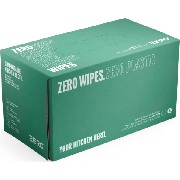 Zero Plastic Large Cleaning Wipes 60 Pack
