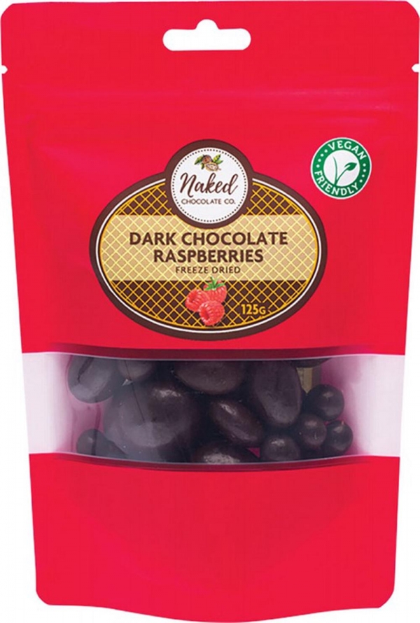 Naked Chocolate Co Dark Chocolate Freeze Dried Raspberries 100g