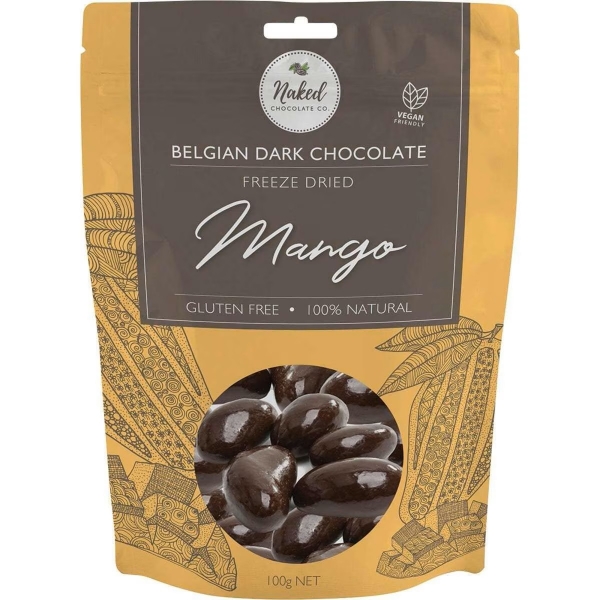 Naked Chocolate Co Dark Chocolate Freeze Dried Mango 100g