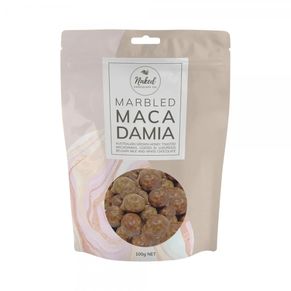 Naked Chocolate Co Marbled Macadamia Milk White Chocolate 100g