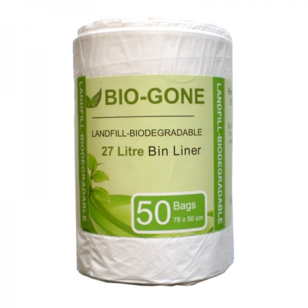 Bio-Gone White Biodegradable Bin Liners 27lt 50 Pack