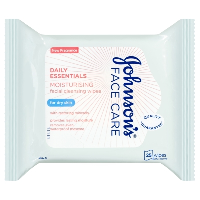 Johnson's Daily Essentials Facial Cleansing Wipes Dry Skin 25 Pack