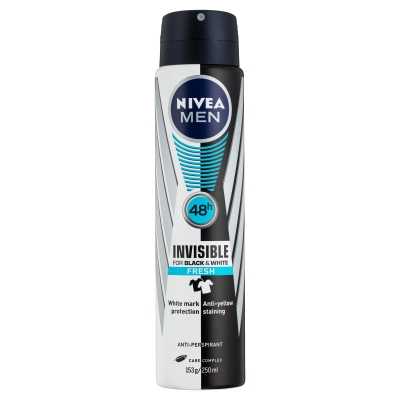 Nivea Deodorant Aerosol Men Invisible Black & White Fresh 250ml