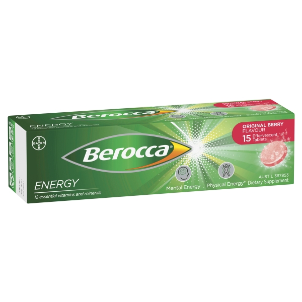 Berocca Effervescent Tablets Energy Original Berry Flavour 15 Pack