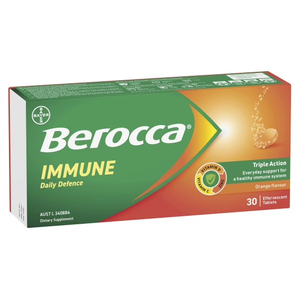 Berocca Immune Daily Defence Orange Effervescent Tablets 30 Pack