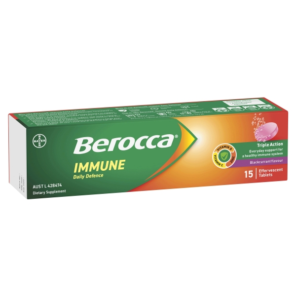 Berocca Immune Effervescent Tablets Blackcurrant 15 Pack