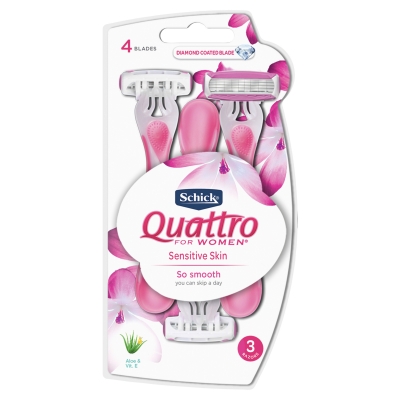 Schick Quattro Women Disposable Razors Sensitive 3 Pack