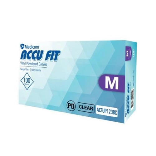 Medicom Accu Fit Clear Vinyl Powder Free Gloves Large 100 Pack