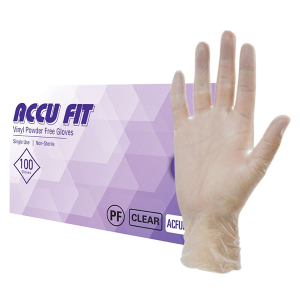 Accufit Clear Gloves Vinyl Powder Free Small 100 Pack