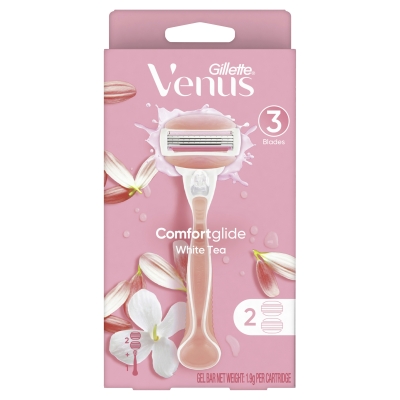 Gillete Venus Comfortglide White Tea Razor + 2 Blade Refills