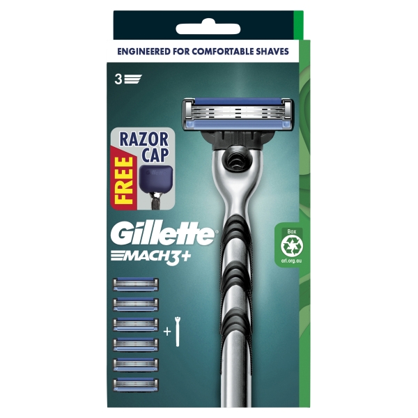 Gillette Mach3+ Razor Handle & 6 Cartridges