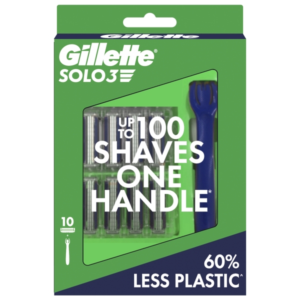 Gillette Solo3 Men's Razor & 10 Razor Blade Refills