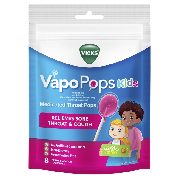 Vicks VapoPops Kids Medicated Throat Pops 8 Pack