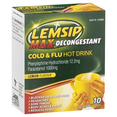Lemsip Max Cold & Flu Decongestant Drink Lemon Sachets 10 Pack