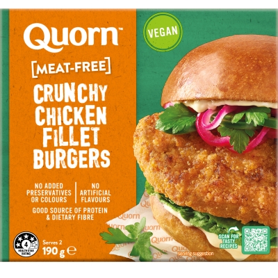 Quorn Vegan Meat Free Crunchy Chicken Fillet Burgers 190g | Adelaide's ...
