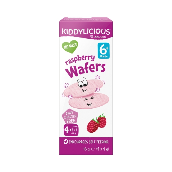 Kiddylicious Wafers Raspberry 6+ Months 4 Pack 16g