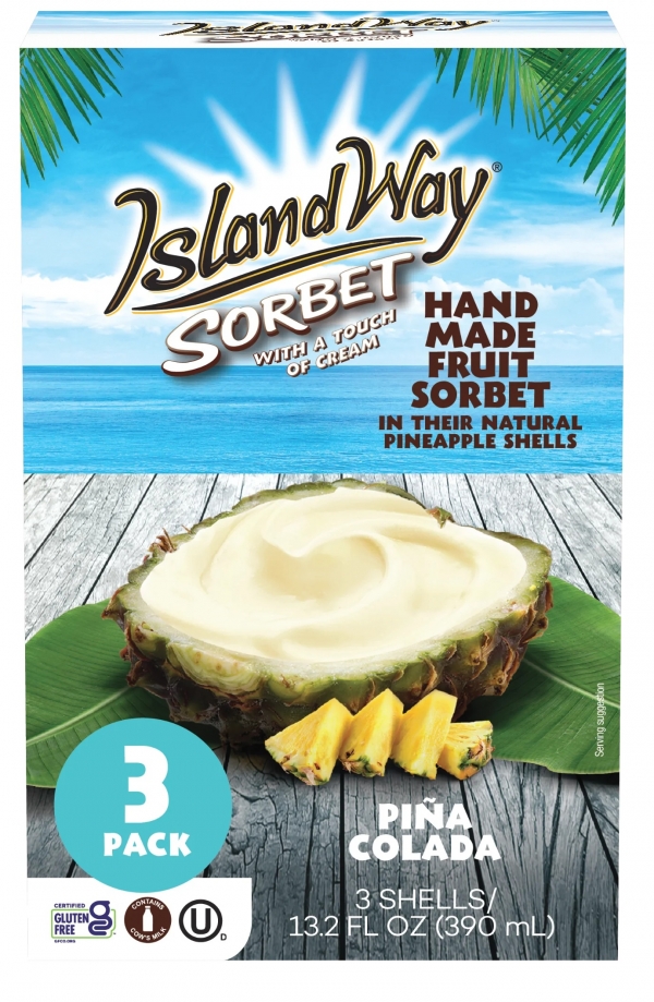Island Way Sorbet Pina Colada Pineapple Shells 3 Pack 297g