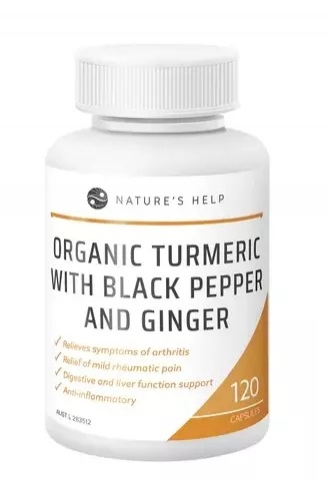 Nature's Help Organic Turmeic Capsules With Black Pepper & Ginger 120 Pack