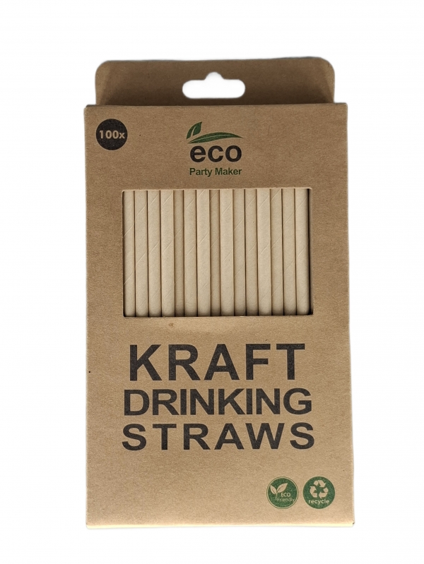 Party Maker Kraft Paper Straws 100 Pack
