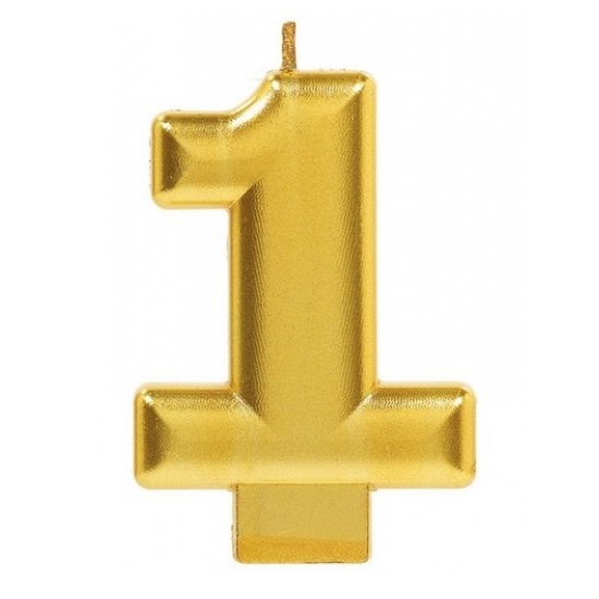 Metallic Gold Candle Number 1