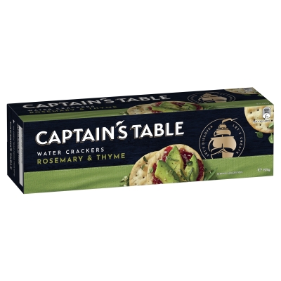 Nabisco Captain's Table Water Crackers Rosemary & Thyme 125g