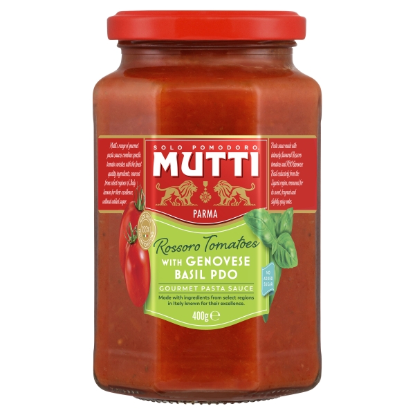 Mutti Gourmet Pasta Sauce Rossoro Tomatoes & Genovese Basil 400g