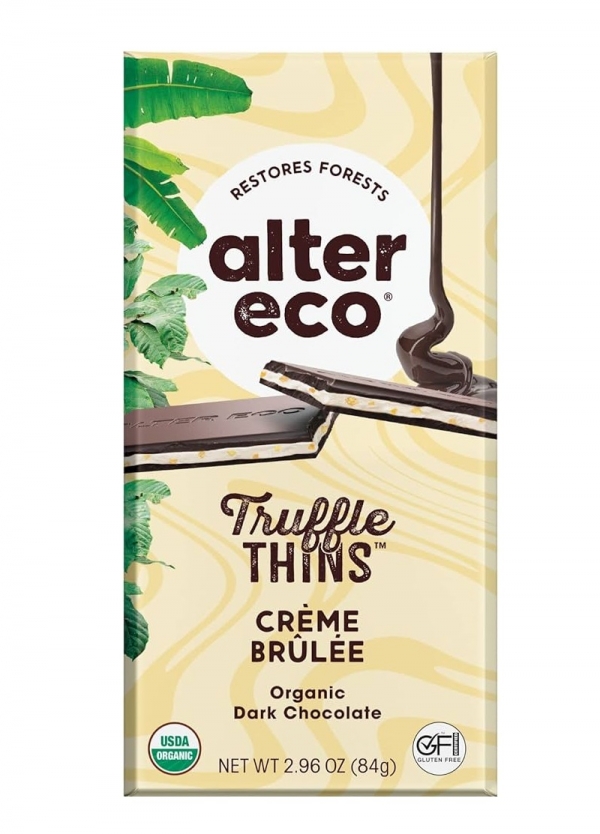 Alter Eco Organic Dark Chocolate Thruffle Thins Creme Brulee 84g