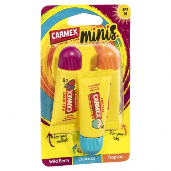 Carmex Lip Balm Assorted Mini Fun Size Tubes 3 Pack