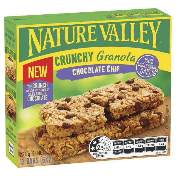 Nature Valley Crunchy Granola Bars Chocolate Chip 6 Pack 252g