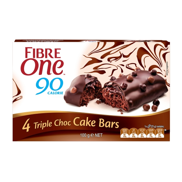 Fibre One Cake Bars Triple Choc 4 Pack 100g