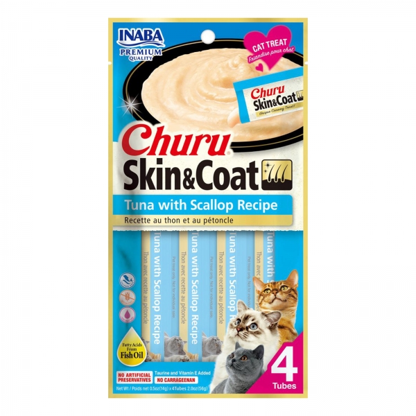 Inaba Churu Cat Treat Tuna & Scallop Puree 4 Pack 56g