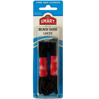 Smart Shoe Laces Black 69cm 2 Pair