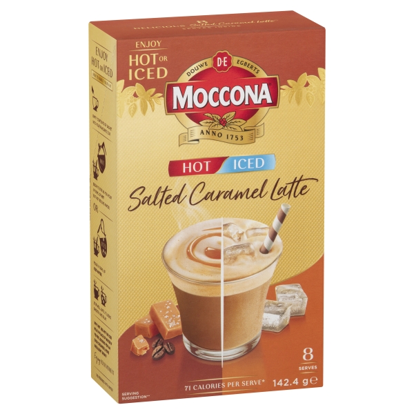 Moccona Sachets Salted Caramel Latte Hot Or Iced 8 Pack