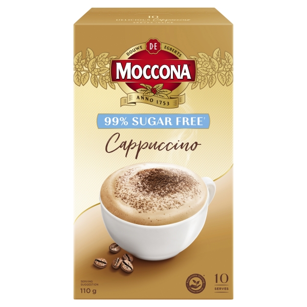 Moccona Coffee Sachets 99% Sugar Free Cappuccino 10 Pack 110g