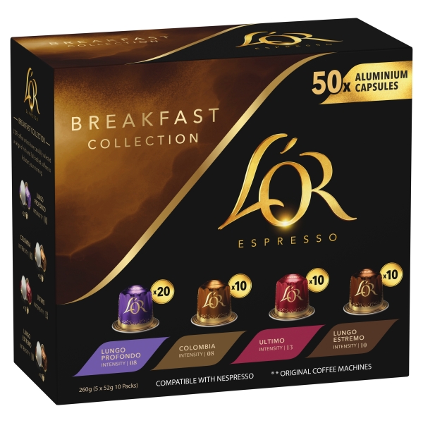 L'OR Espresso Coffee Capsules Breakfast Collection 50 Pack