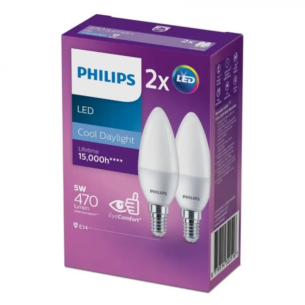 Philips Globe LED Candle SWS 5W Frosted 2 Pack