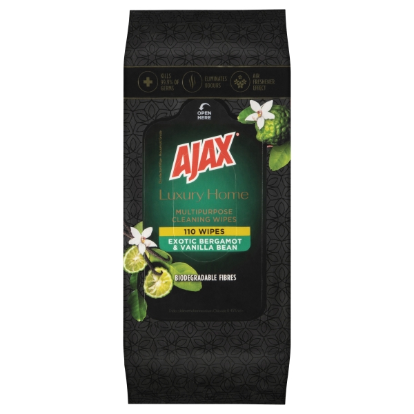 Ajax Luxury Home Multipurpose Wipes Exotic Bergamot & Vanilla Bean 110 Pack