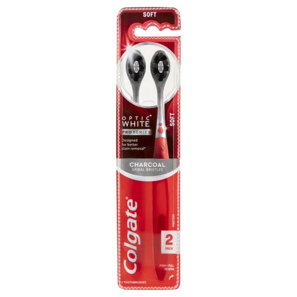 Colgate Toothbrush Optic White Charcoal Soft 2 Pack