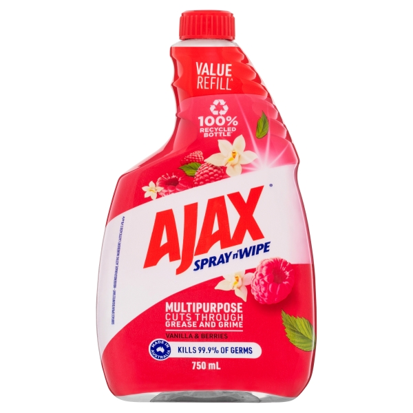 Ajax Spray n Wipe Multipurpose Cleaner Refill Vanilla & Berries 750ml