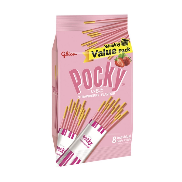 Glico Pocky Biscuits Stick Strawberry 8 Pack 168g