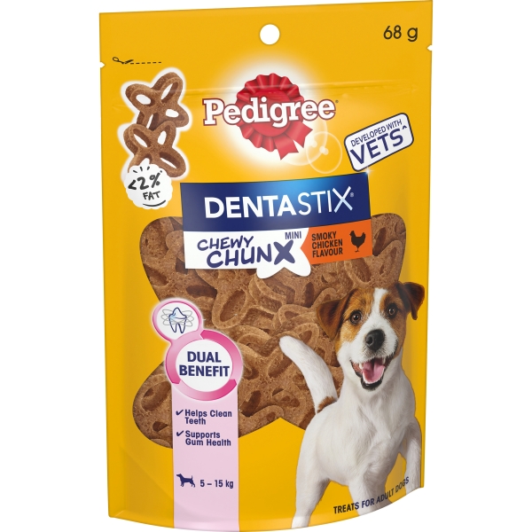 Pedigree DentaStix Chewy Chunx Smoky Chicken Flavour Small Dog Treat 68g