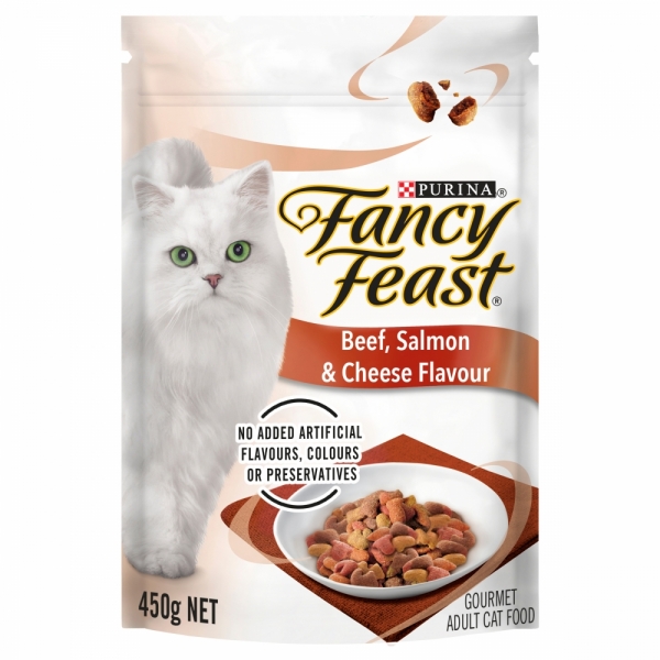 Purina Fancy Feast Dry Cat Food Beef, Salmon & Cheese 450g