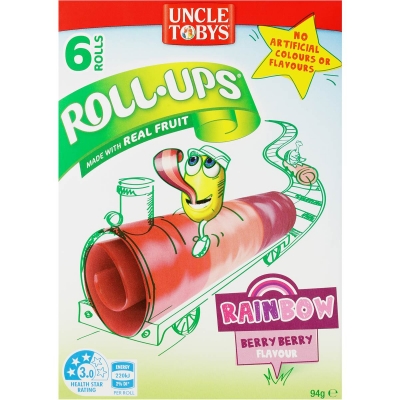 Uncle Tobys Roll-Ups Rainbow Berry Berry 6 Pack 94g