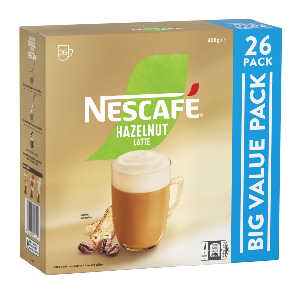 Nescafe Sachets Hazelnut Latte 26 Pack