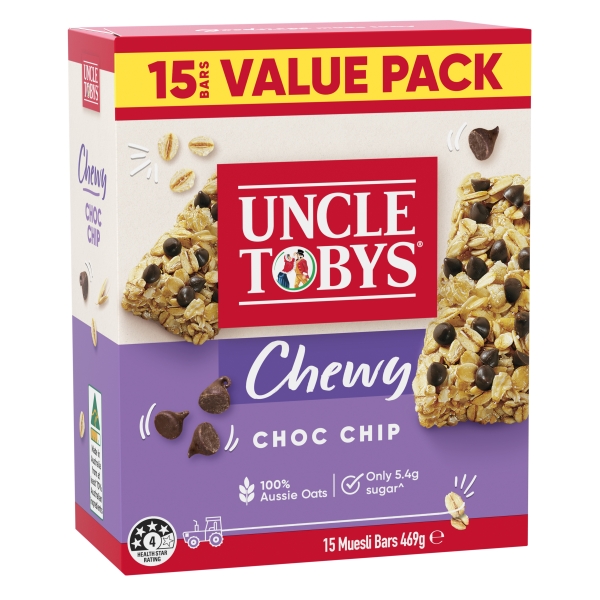 Uncle Tobys Muesli Bars Choc Chip Value 15 Pack 469g