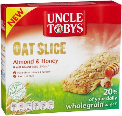 Uncle Tobys Oat Slice Honey & Almond 6 Pack 260g